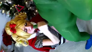 Blonde Teen in Holiday Cosplay Gives Handjob Until Cumshot