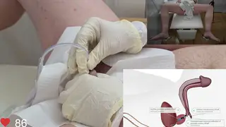 Uncut Patient Takes a Catheter in Clinic POV