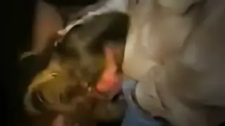 Blonde Mature Enjoys a Threesome in a Cinema Bathroom