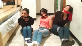 Bound MILF and Teens Share Lesbian Bondage Play