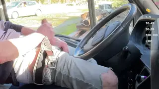 European Mature Driver Services Cock Outdoors Near Truck