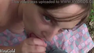 Brunette Takes Creampie During Outdoor Picnic