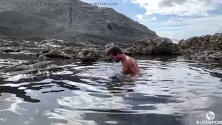 Mature Latino Shows Off Outdoors Before Cumshot on the Beach