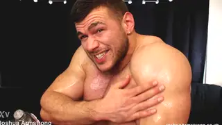 Muscle Stud Flexes While Stroking Thick Cock to Release
