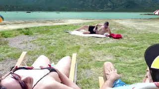 Latina Wife Pleasures Herself on the Beach