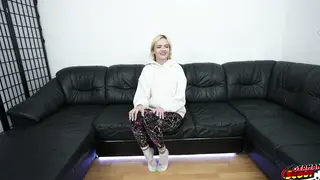 Petite European Teen Casted in Office Then Rides Outdoors