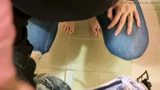 Latina MILF Sucks Cock While Husband Watches TV Nearby