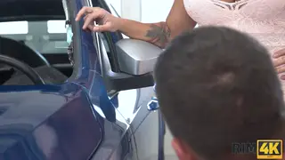 Blonde MILF Rims a Handyman Before a Messy Facial in the Garage