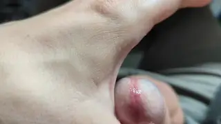 European Uncut Guy Oiled Up for POV Cumshot
