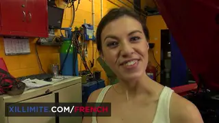 Petite Asian Mechanic Takes Two Cocks in a Greasy Threesome