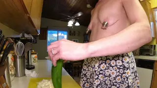 Pierced MILF in Stockings Plays With Butt Plugs and Toys in the Kitchen
