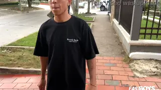 Muscular Latino Twink Jerks Uncut Cock in Casting POV