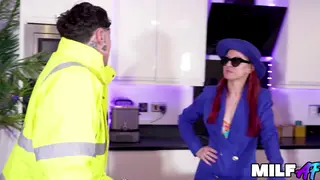 Redhead MILF Trades Kitchen Talk for Hard Pounding