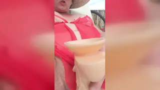 Busty MILF Squirts Hard Poolside in Lingerie