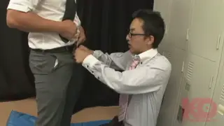 Japanese Twink Explores Lingerie Kink in Locker Room