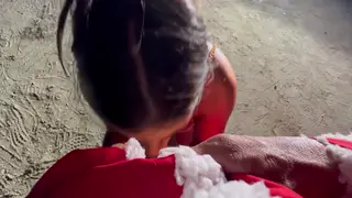 Busty Babe Enjoys Pissing Play and Oral Worship