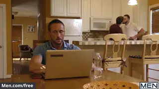 Hairy Bear and Muscular Stud Trade Blowjobs on Camera
