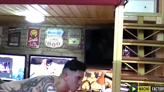Tattooed Jock Takes BBC in Threesome Bareback