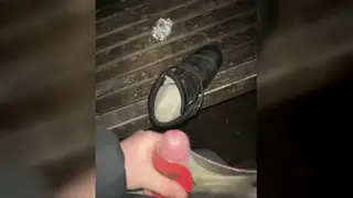European Teen Wanks with Neighbor's Shoes Outdoors