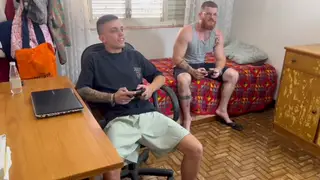 Latino Teen Works a Muscular Older Man With Mouth and Hand