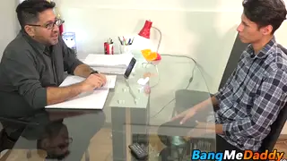 Mature Men Share Twink in Threesome Facial Finish