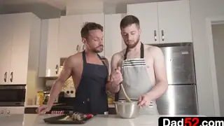 Stepdad and Stepson Bareback on Kitchen Floor