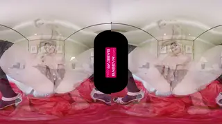 Blonde Busty Solo Teases in VR Lingerie and Stockings