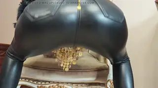 European Teen Dominates in Leather With Long Nails and Foot Worship