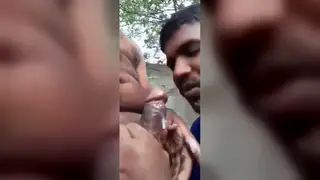 Indian Stud Sucks Cock Outdoors and Licks the Finish