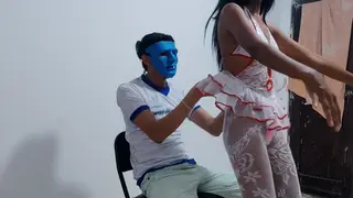 Curvy Latina Dances for Her Watching Partner