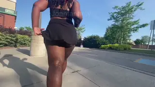 Curvy Ebony Flashes Sheer Shorts in Public