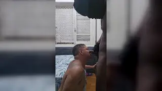 Skinny Black Stud Gets Deep Throat Service from Bahian Partner