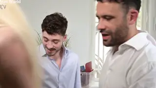 Blonde Neighbour Takes Double Penetration in Bedroom Threesome