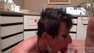 Muscular Mature Woman Delivers a Slow Blowjob