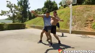 Teen Gives Blowjob on Basketball Court