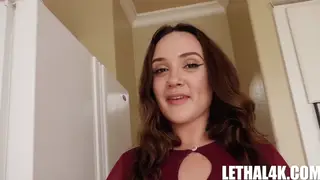 Busty Petite MILF Gives POV Blowjob to Husband