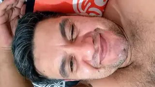 Hairy Bear Strokes Uncut Monster Cock to Explosive Cumshot