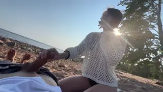 Busty Girlfriend Shares Beach Quickie in POV