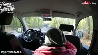Blonde European Teen Gives Blowjob in Car After Gym
