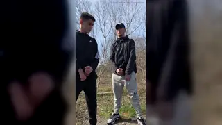 Two Twinks Jerk Off Together Outdoors in Public
