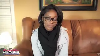 Petite Ebony Nerd Takes Deepthroat and Anal from Big Dick