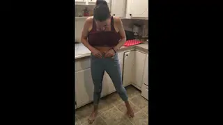 Busty Mature Wife Pisses In Kitchen While Cuckold Watches