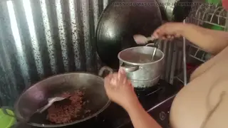 Asian MILF Strips While Cooking for POV Tease