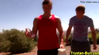 Muscular Hunks Flex and Fuck Outdoors