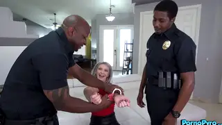 Blonde PAWG Serves Two BBC Cops in Uniform Threesome