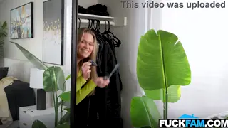 Petite Virgin Gives First POV Blowjob to Stepdad Figure