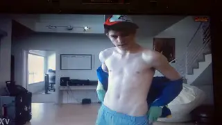 Twink Teases His Lean Body in Close-Up