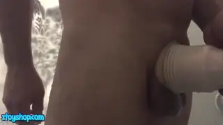 Solo Guy Uses Fleshlight in Shower Until Climax
