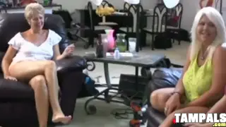 Blonde MILFs Share Toys In Lesbian Foursome