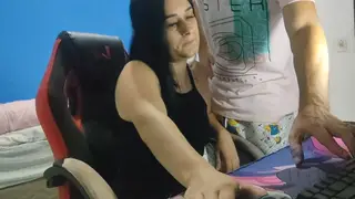 Brunette Latina Wife Cheats with Neighbor While Husband Watches